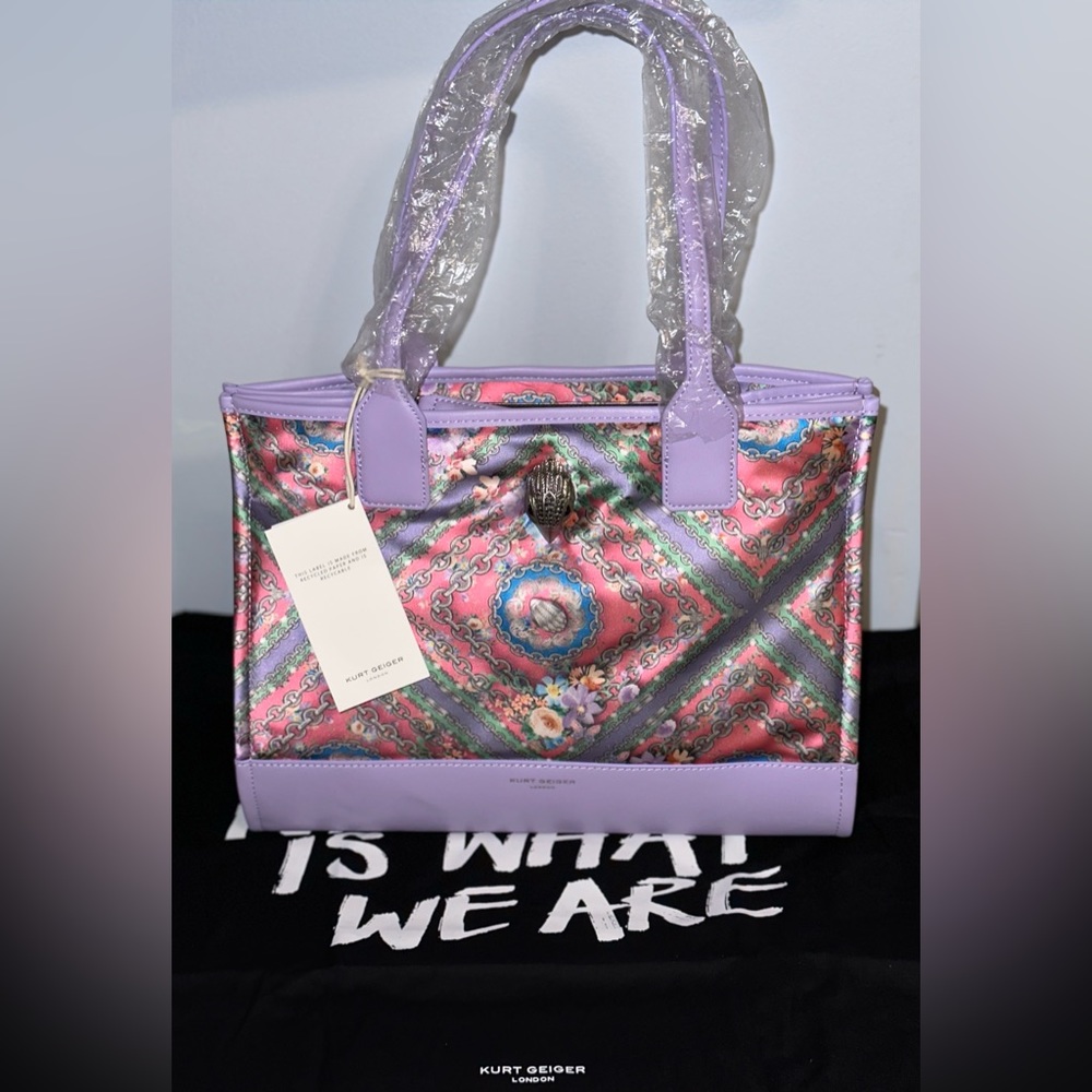Kurt Geiger London Square Lilac Floral Shopper Tote
